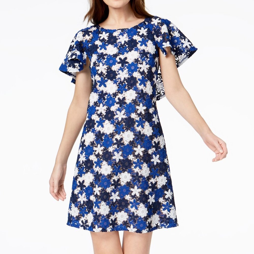 Calvin Klein Lace Capelet A-Line Dress